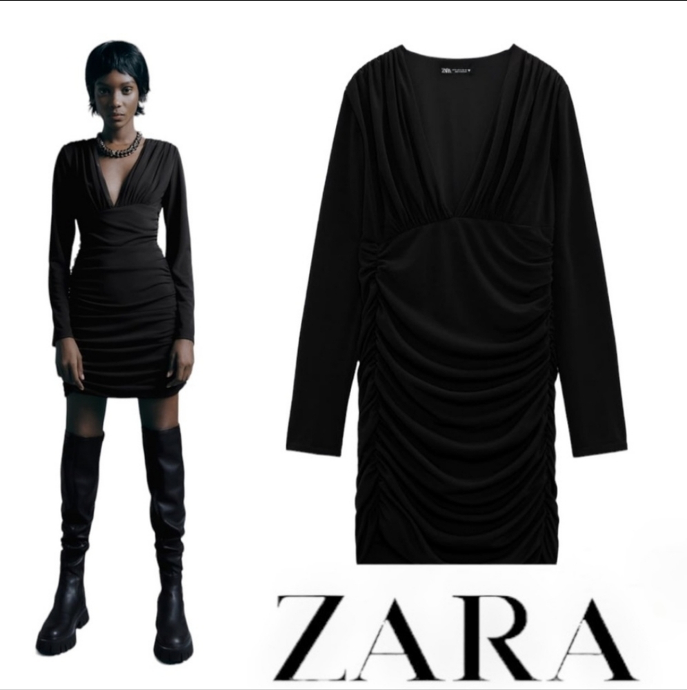 🆕️ Zara Ruched Black Dress